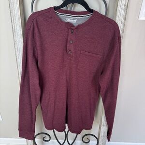 Coleman Burgundy Men's Long Sleeve‎ Henley Shirt Size Large